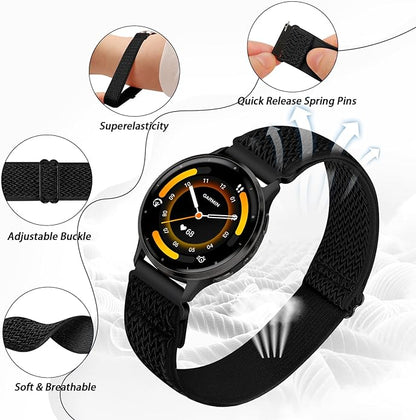 2 Pack Elastic Ankle/Arm Watch Bands Compatible with Garmin Venu 3/Venu 2/Vivoactive 4, Garmin Forerunner 570 47mm/265/255/255 Music, 22mm Sport Nylon Replacement Strap for Amazfit GTR 4/3/2