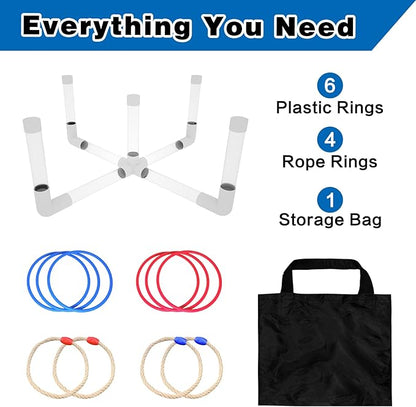 MOLACHI Ring Toss Games for Adults and Kids,Yard Games,Outdoor Indoor Games with LDE Light,Easy to Set Up w/Compact Carry - Backyard Toys,Christmas Party Toss Game for The Whole Family
