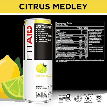 FITAID Post-Workout Recovery Drink Variety Sampler Pack, No Artificial Flavors or Sweeteners, 100% Clean, Vegan, Gluten-Free, Keto-Friendly, Paleo Friendly, 4 Flavors (Pack of 12)