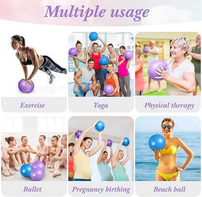 Aoriher 10 Pieces 9 Inch Exercise Pilates Ball Yoga Therapy Core Ball for Yoga Stability Barre Training Stretching Physical Posture Training Gym