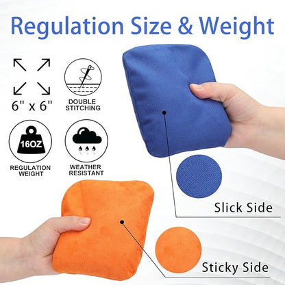 EunHo Dual Sided Cornhole Bags Regulation Set of 8 Professional Cornhole Bean Bags Slick and Stick for Tossing Game-All Weather