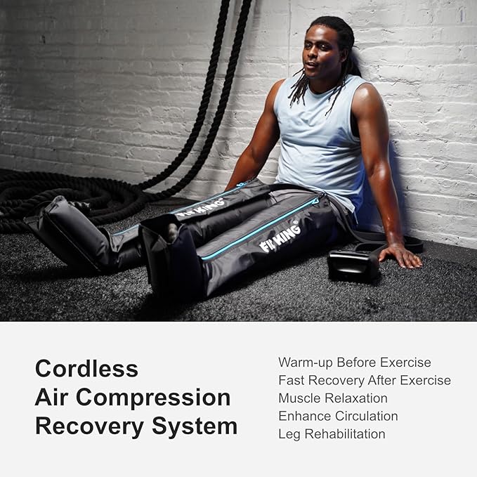 FIT KING Air Compression Recovery System, Cordless Full Leg Massager with Dynamic Pressure, Reduces Muscle Pain and Improves Circulation, Fast Recovery for Athletes (Large)