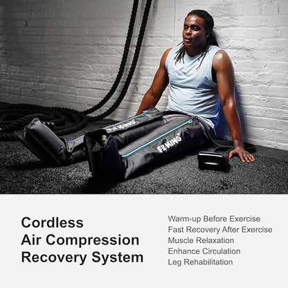 FIT KING Air Compression Recovery System, Cordless Full Leg Massager with Dynamic Pressure, Reduces Muscle Pain and Improves Circulation, Fast Recovery for Athletes (Large)