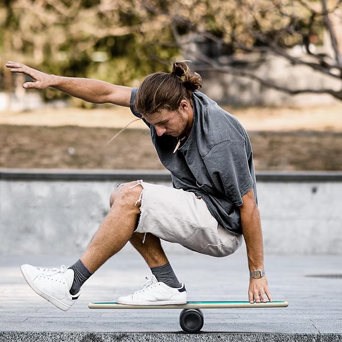 Sportneer Balance Board - 7 Modes Wobble Board with Adjustable Stoppers - Exercise Balancing Stability Trainer for Improve Balance, Surf Trainer & Physical Therapy - Roller and 2.8'' Ball Included