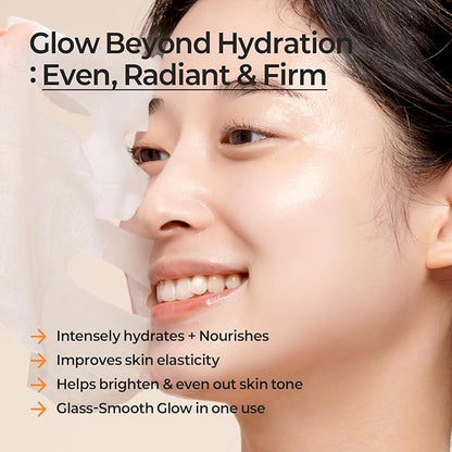 MOTHER MADE Glowing Glass Skin Hydrating Snail Deep Collagen Face Masks 10 EA, with Niacinamide 2%, Vitamin E, Facial Masks for Dry, Sensitive Skin, Kbeauty Essentials, Self Care, Korean Skincare