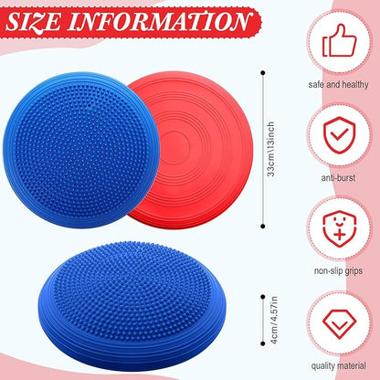 Libima 8 Pcs Wiggle Seat Inflated Wobble Cushion Sensory Seat Flexible Balance Board Balance Disc with Needle Pump for Men Women Physical Exercise Improving Posture Home Office