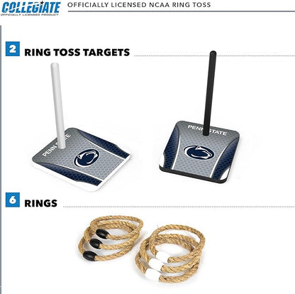 Solid Wood College Quoits Set with Direct Print HD Team Graphics – Tailgate Ring Toss Game – Great Gift for Any NCAA Fan! Ring Toss Family Outdoor Games for The Beach