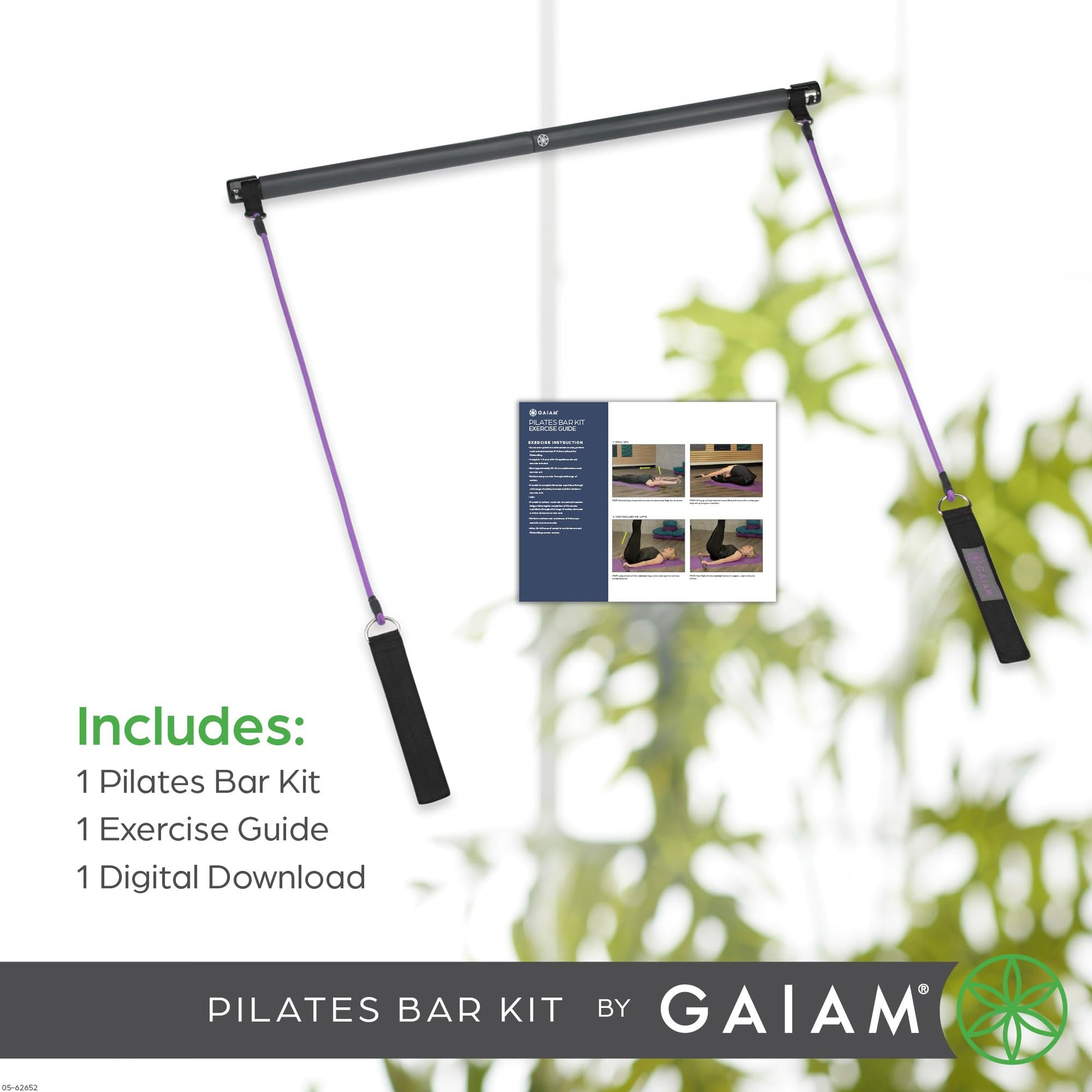 Gaiam Restore Pilates Bar Reformer Kit - Home Fitness Equipment for Total Body Workout - Includes