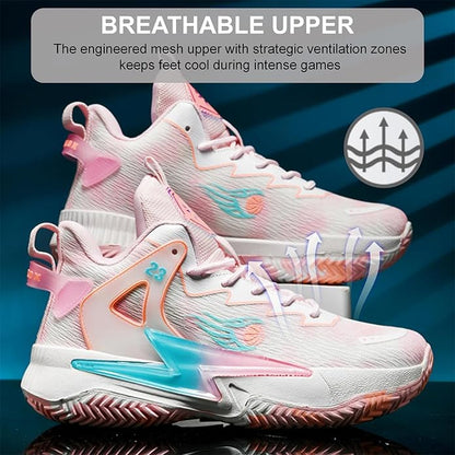 Moodeng Womens Basketball Shoes Breathable Non Slip Sports Shoes Fashion Running Sneakers Supportive Athletic Gym Shoes