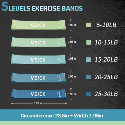 VEICK Pilates Bar Kit with Resistance Bands, Elastic Workout Bands for Men and Women, Set of 5