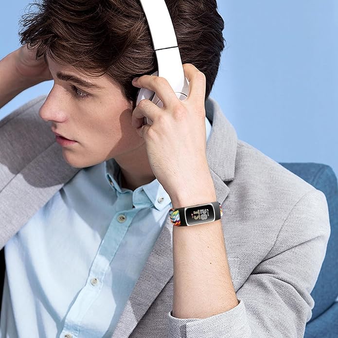 Elastic Braided Bands Compatible with Fitbit Charge 5/Fitbit Charge 6 for Women Men, Breathable Adjustable Stretchy Nylon Loop Sport Replacement Wristbands for Fitbit Charge 6 Charge 5 Straps