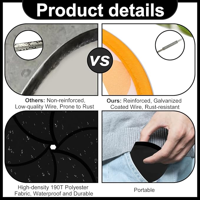 20PCS Foldable Flying Disc Fans with Bags, 9.8'' DIY Handheld Black Egde Fabric Folding Fan for Outdoor Game Activities Birthday Party Favors Gifts, Black