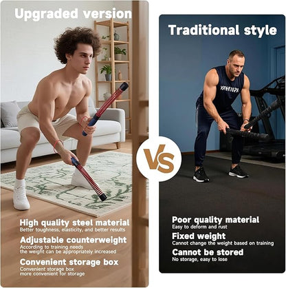 ASIEIT Ropeless Battle Rope for Home Gym, Generation Upgraded Version, Adjustable Weight Portable Strength & Aerobic Trainer for Muscle Training, Athletes, Boxers, Fitness Beginners, Burn Fat