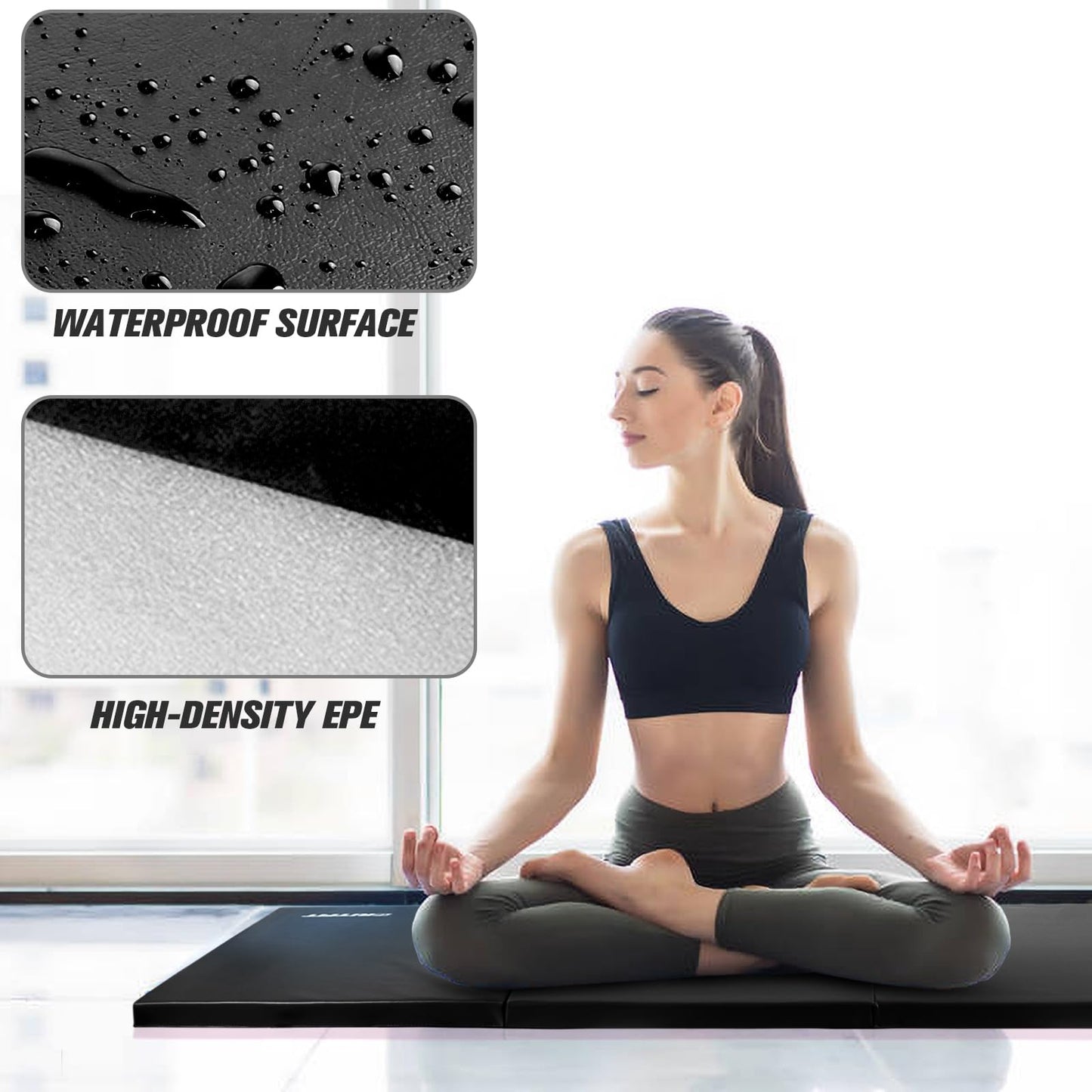 RitFit Upgraded Folding Exercise Mat, 2 Inch Thick Gymnastics Mat