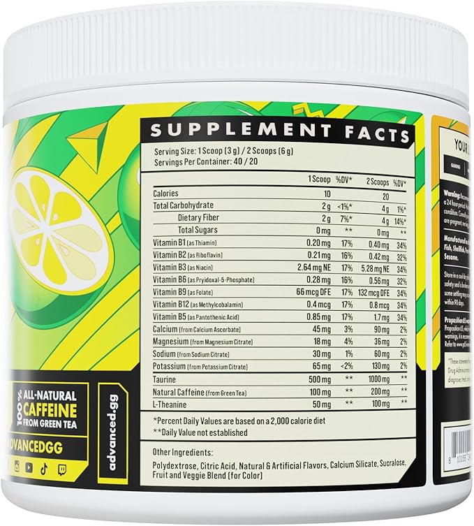 Advanced Energy - Energy Boosting Formula with Electrolytes for Hydration - L-Theanine to Combat Jitters - Sugar Free & Keto Friendly - No Maltodextrin (40 Servings) (Calamansi)