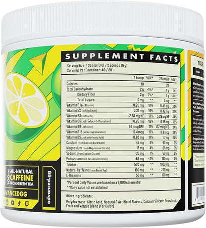 Advanced Energy - Energy Boosting Formula with Electrolytes for Hydration - L-Theanine to Combat Jitters - Sugar Free & Keto Friendly - No Maltodextrin (40 Servings) (Calamansi)