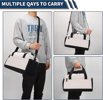 Small Gym Bag with Wet Pocket - 14 inch Mini Duffle Bag for Men & Women Lightweight Carry On Bag for Travel Sport - Beige