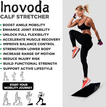 Slant Board for Calf Stretching | Ankle Balance Board, Ankle Exerciser Strengthener for Relief of Plantar Fasciitis, Achilles Tendonitis & Calf Tightness | Calf Stretcher with 5 Resistance Bands & Carry Bag