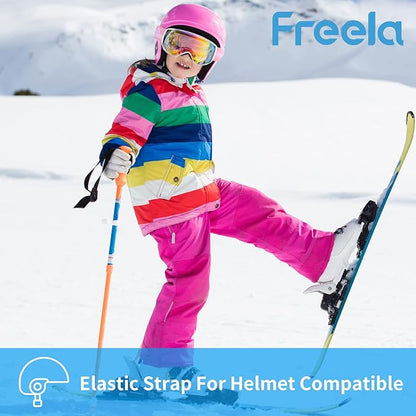 Freela Kids Ski Snowboard Goggles for Toddler(3-14) Youth Anti Fog Anti UV Goggles Girls Boys Snow Skiing Equipment