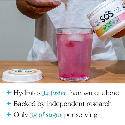 SOS Hydration Electrolyte Drink Mix (31 Servings) – Low Sugar, 15 Calorie, Keto-Friendly & Rapid Rehydration (31 Servings, Rainbow Sherbert)