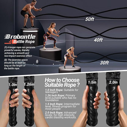 Battle Rope 1/1.26/1.5/2 Inch Diameter,Pink 30FT/40FT/50FT Exercise Workout Ropes for Home Gym Heavy Weighted Training Rope for Working Out