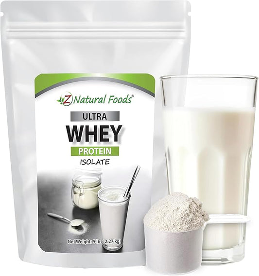 Z Natural Foods Ultra Whey Protein Isolate Powder - Pure, Unflavored, Unsweetened Whey Protein