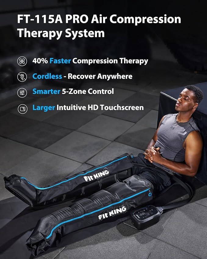 FIT KING Upgraded Full Leg Compression Massager Boots, Professional Air Compression Recovery System for Circulation & Fast Athlete Recovery, Cordless Rechargeable Recovery Boots (Small)