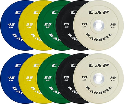 CAP Barbell 2-Inch Olympic Bumper Plate Weight Set | 100-370 lbs | Multiple Options