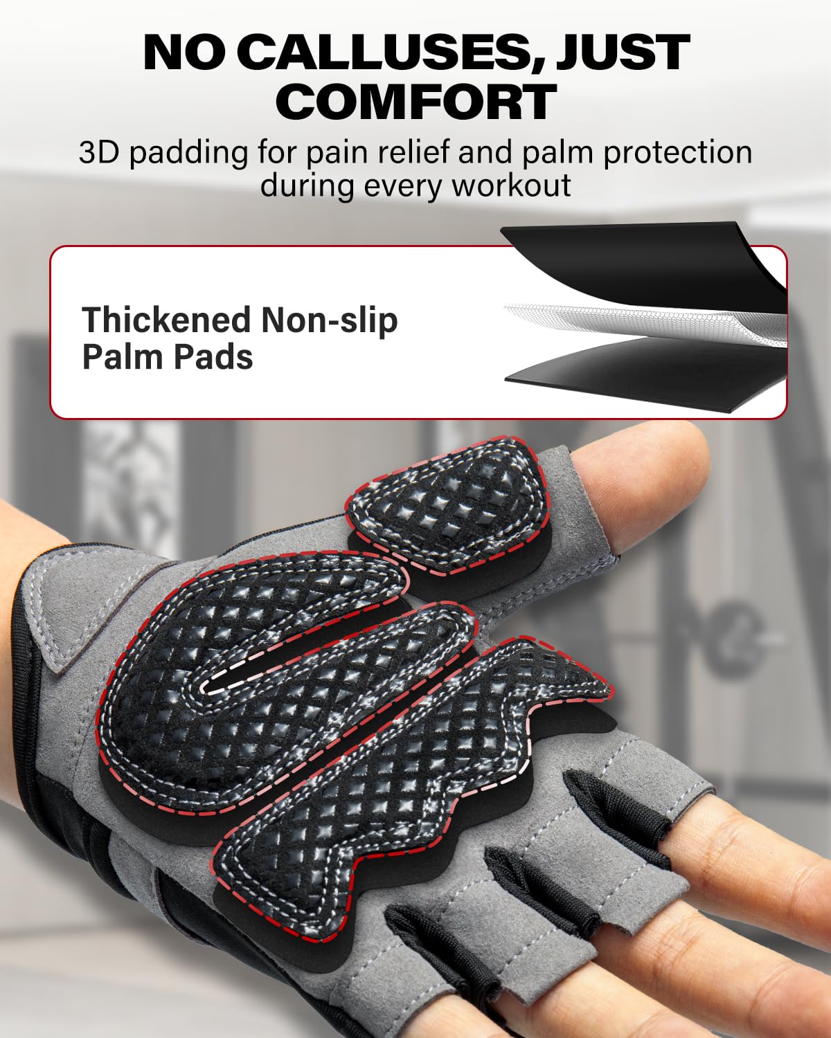 VINSGUIR Workout Gloves for Men and Women, Weight Lifting Gloves with Excellent Grip, Lightweight