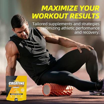 Flavored creatine monohydrate Gummies Sugar Free,Pre Workout Supplements creatine Gummies for Men&Women,Gym Supplements,Supports Muscle Growth,Recovery,Strength,Energy Boost（120 Count）-Mango