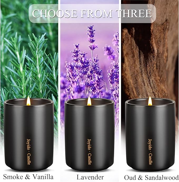 14OZ Vanilla & Smoke Scented Candle - Aromatherapy Candles with Lid - Soy Candles for Home Scented - Luxury Ceramic Jar Candles for Bedroom Kitchen Home Decor, Housewarming Party