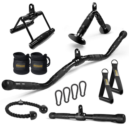 DYNASQUARE LAT Pulldown Attachments Combo, Curl Pulldown Bar with 360° Rotation, Fits Most Gym