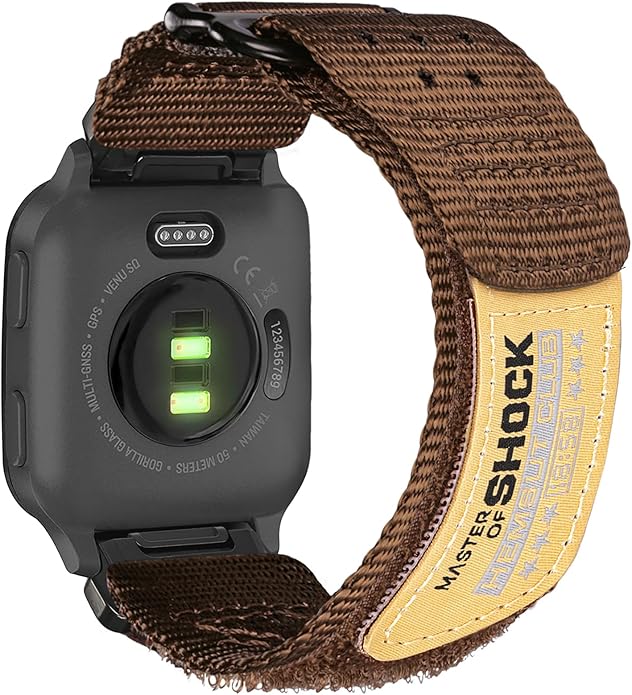 Rugged Nylon Sports Strap With Woven Loop Design, Compatible With Venu 2, 3, Plus, Sq, Sq 2, Music (Not 2S)