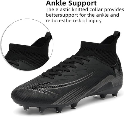 Men's High Top Soccer Shoes FG Long Spikes Adult Football Shoes Lightweight Professional Athletic Training
