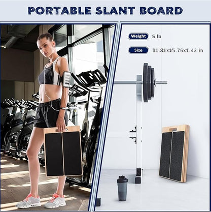 Professional Wooden Slant Board for Calf Stretching, Portable 5-Stretch Board for Knees, Non-Slip Foot Incline Board Physical Therapy Equipment Calf Stretch, Extra Side Handle for Carry