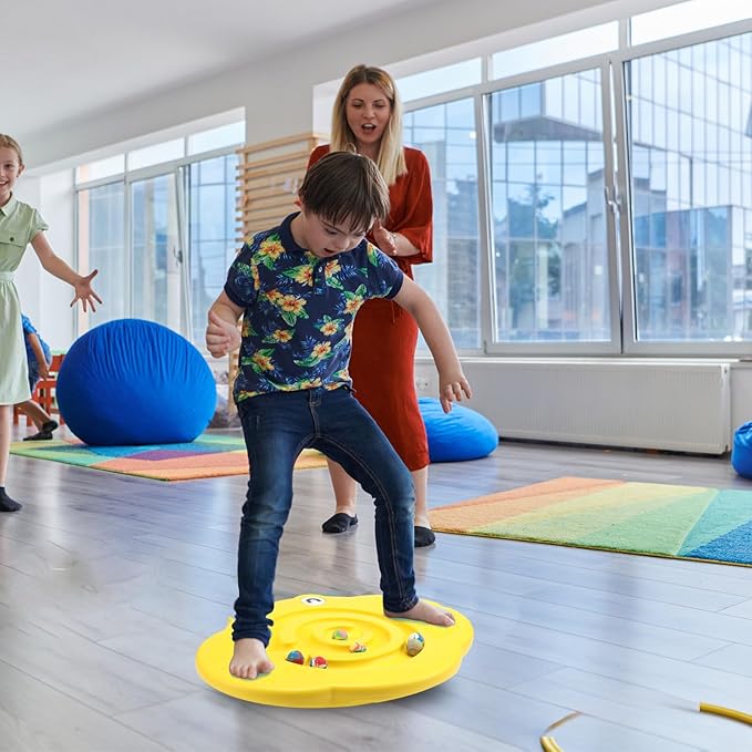 Maze Balance Board for Kids Plastic Wobble Rocker Balance Board with Mini Balls Load 170lb for Balancing Exercise Equipment Game Girls Boys Physical Therapy, 18.5 x 14.57 Inches