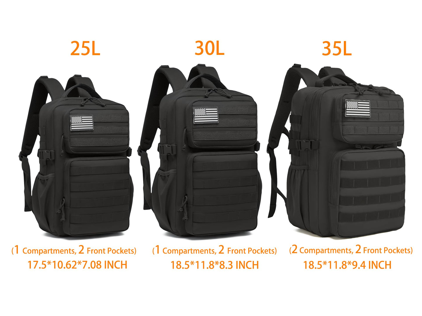 Wotony Military Tactical Backpack for Men Waterproof Daypack 3 Day Assault Pack Molle Bag with