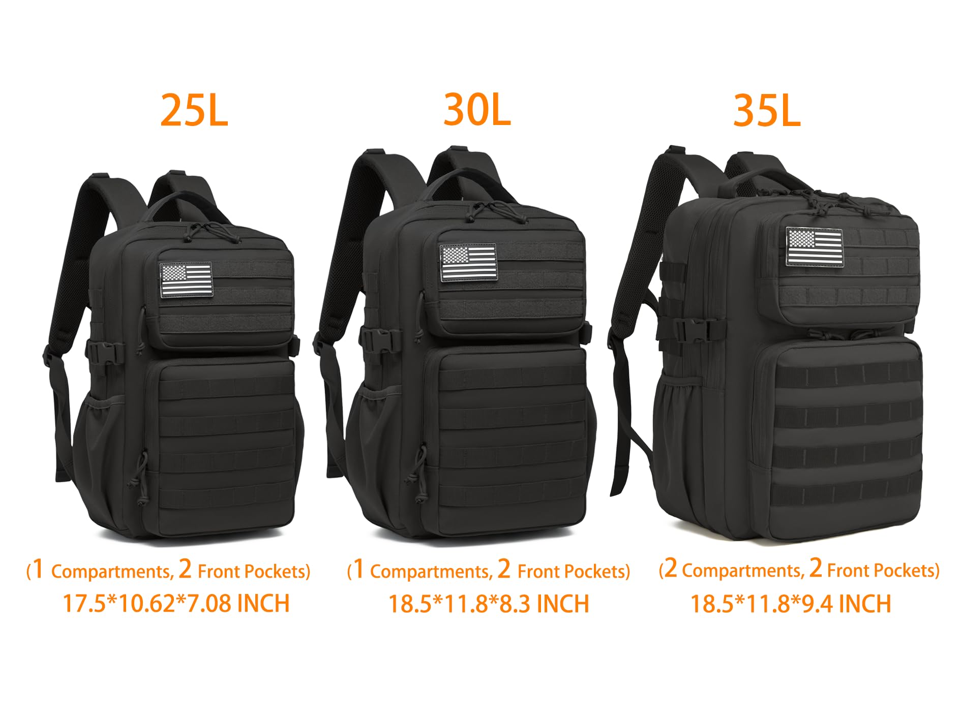 Wotony Military Tactical Backpack for Men Waterproof Daypack 3 Day Assault Pack Molle Bag with
