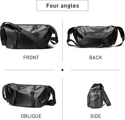 Small Sports Bag Waterproof Ultra-Light Gym Duffle for Men & Women Compact Mini Crossbody Bags, Perfect for Running, Travel & Fitness (black-woven pattern)