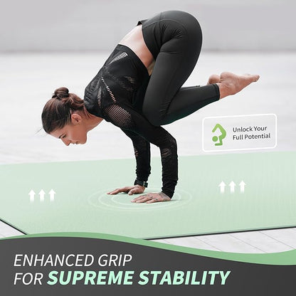 CAMBIVO Large Yoga Mat (6'x 4'), Extra Wide Workout Mat for Men and Women, Yoga Mat Thick 1/3 &1/4 Exercise Mats for Home Workout, Yoga, Pilates (Black,1/4 inch)