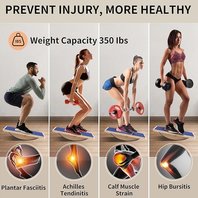 Balance Board Professional Wobble Board for Adults Anti-Slip 350LBS Balance Boards for Physical Therapy Standing Desk Core Strength Wooden Balance Board Rocker Board