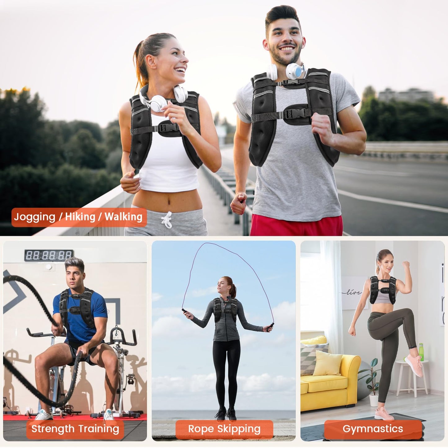 Poudee Weighted Vest, 12LB Weight Vest for Men Women, Body Weight Vests Adjustable with Reflective