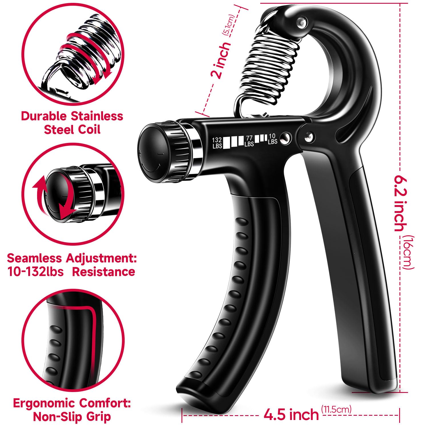 FitBeast Grip Strengthener Forearm Strengthener Hand Grips Strengthener Kit - 5 Pack Adjustable