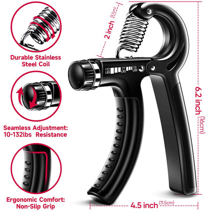 FitBeast Grip Strengthener Forearm Strengthener Hand Grips Strengthener Kit - 5 Pack Adjustable