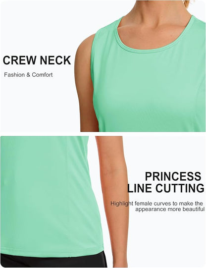 TACVASEN Women's UPF 80+ Workout Tank Top Sleeveless Quick Dry Sun Protection Hiking Athletic Gym Yoga Running Shirts