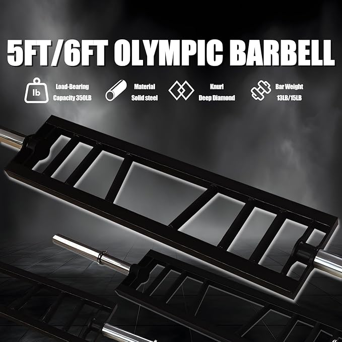 Multi Grip Barbell Swiss Bar | Cambered Barbell Multi Grip Olympic Barbell, Fits 2-inch Olympic Weight Plates, For Home Gym & Support Pressing, Lifting & Curls