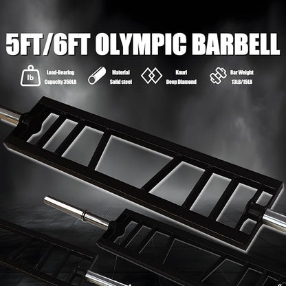 Multi Grip Barbell Swiss Bar | Cambered Barbell Multi Grip Olympic Barbell, Fits 2-inch Olympic Weight Plates, For Home Gym & Support Pressing, Lifting & Curls