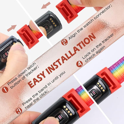 Sport Loop Nylon Watch Bands Compatible with Fitbit Charge 6/5, Adjustable Breathable Replacement Soft Nylon Loop Wristband for Women/Men