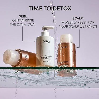 OUAI Detox Facial Cleanser - Deep Cleansing Face Wash with Glycolic Acid, Niacinamide & PHA - Removes Sweat, Dirt & Oil Without Drying - Gentle Face Cleanser for Post-Workout (7.8 Fl Oz)