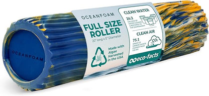 Oceanfoam Tidal Roller - Royal, Gold & Natural Marbled - Muscle Massage Foam Roller for Back Pain & Stretching - Firm & Ergonomic Wide Wave Textured - Yoga, Athletics, & Wellness - Full Size, 20" x 5"